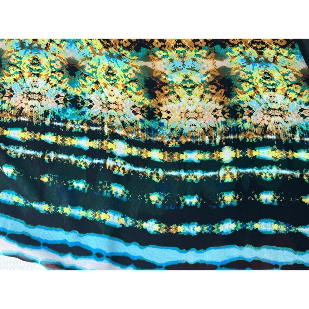 Chenault Womens 3X Kimono Top Tie Front Kaleidoscope Tie Dye Print Sheer Blouse - Picture 5 of 6